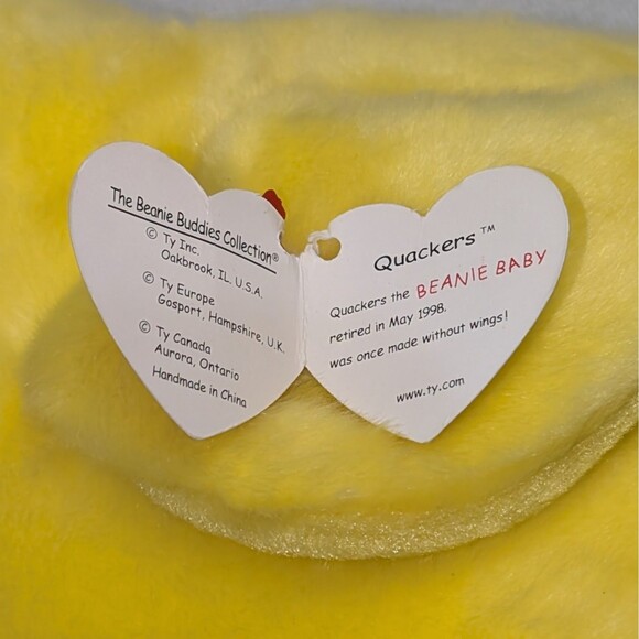 Lot of 2 TY Beanie Baby Birds Quackers Yellow Duck and Kuku White Cockatoo - Picture 7 of 14